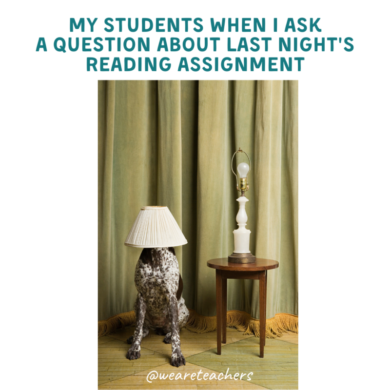 student reading assignment under lamp meme