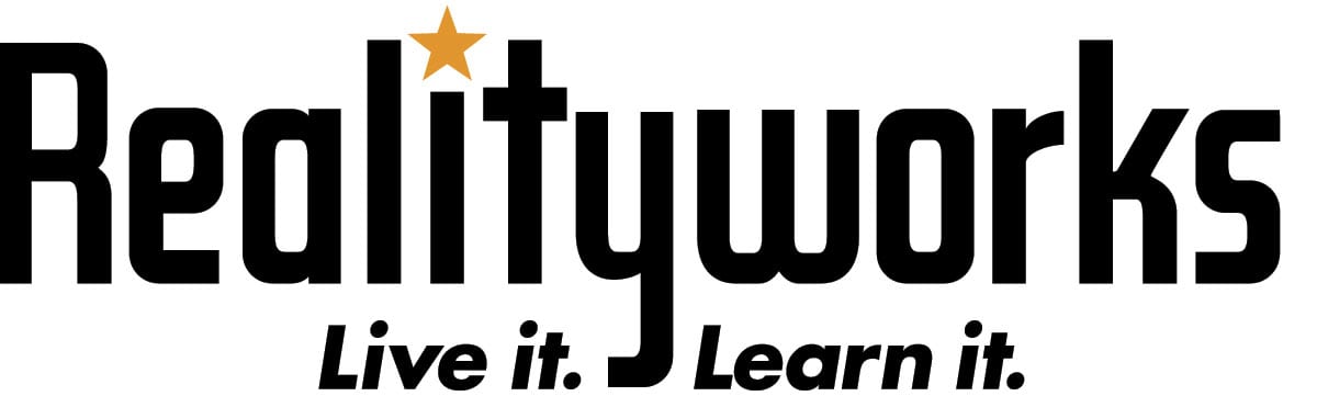 Realityworks logo with tagline: Live it. Learn it.