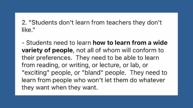 Quote from Reddit about rejecting teacher narratives