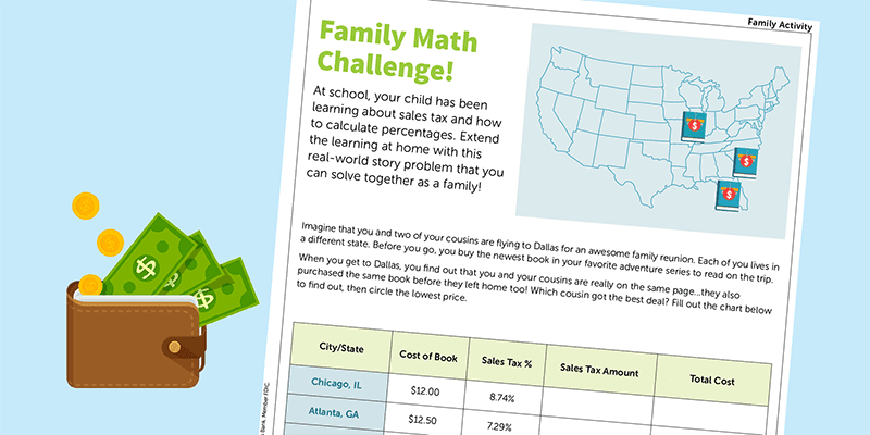 road trip math worksheet