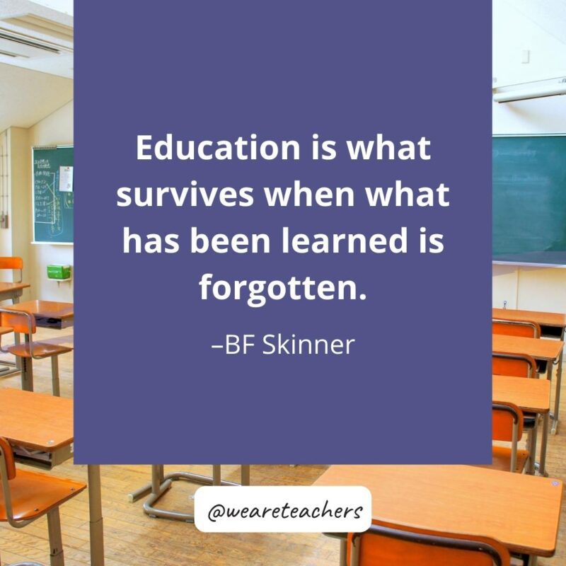 Education is what survives when what has been learned is forgotten. -BF Skinner.