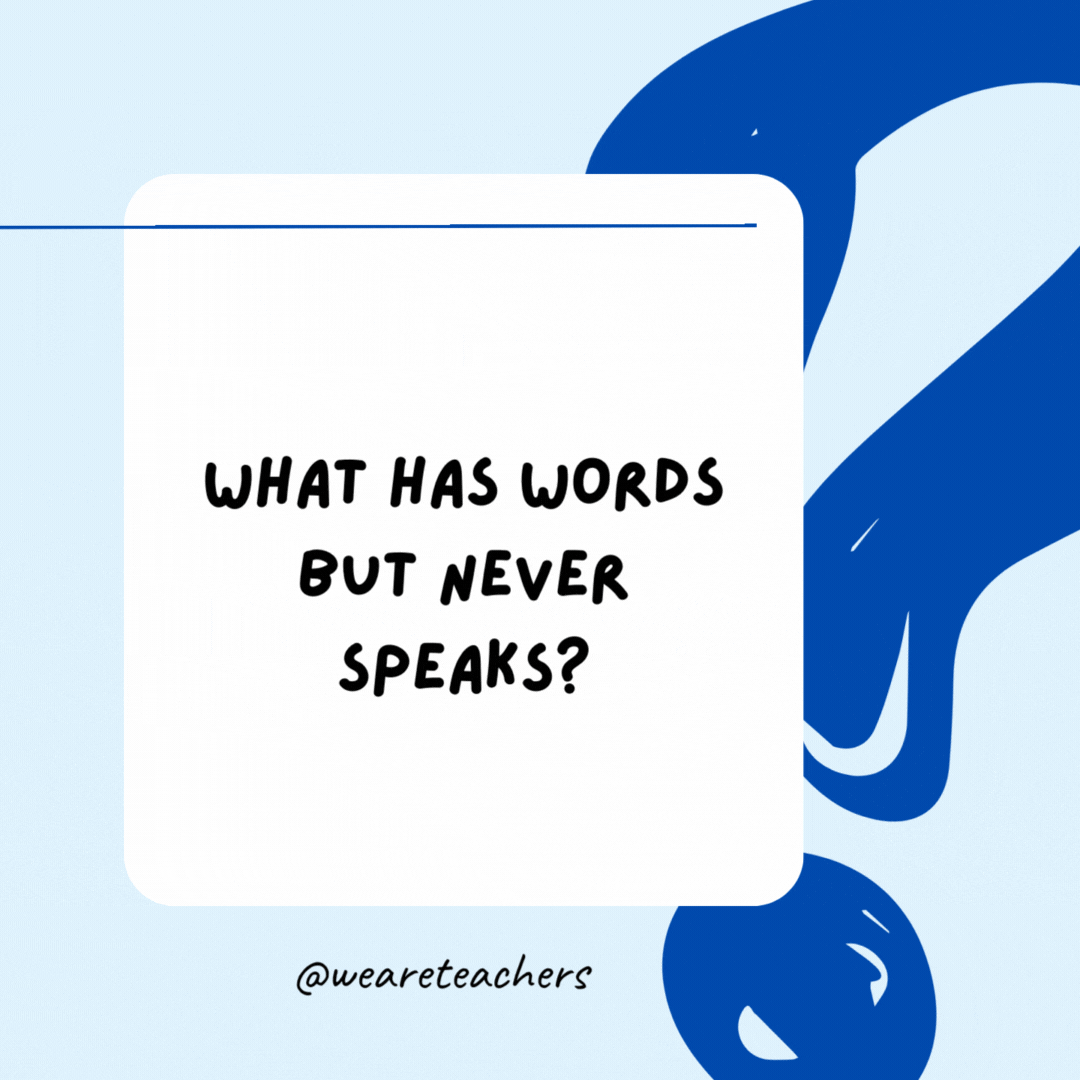 What has words but never speaks?

A book.