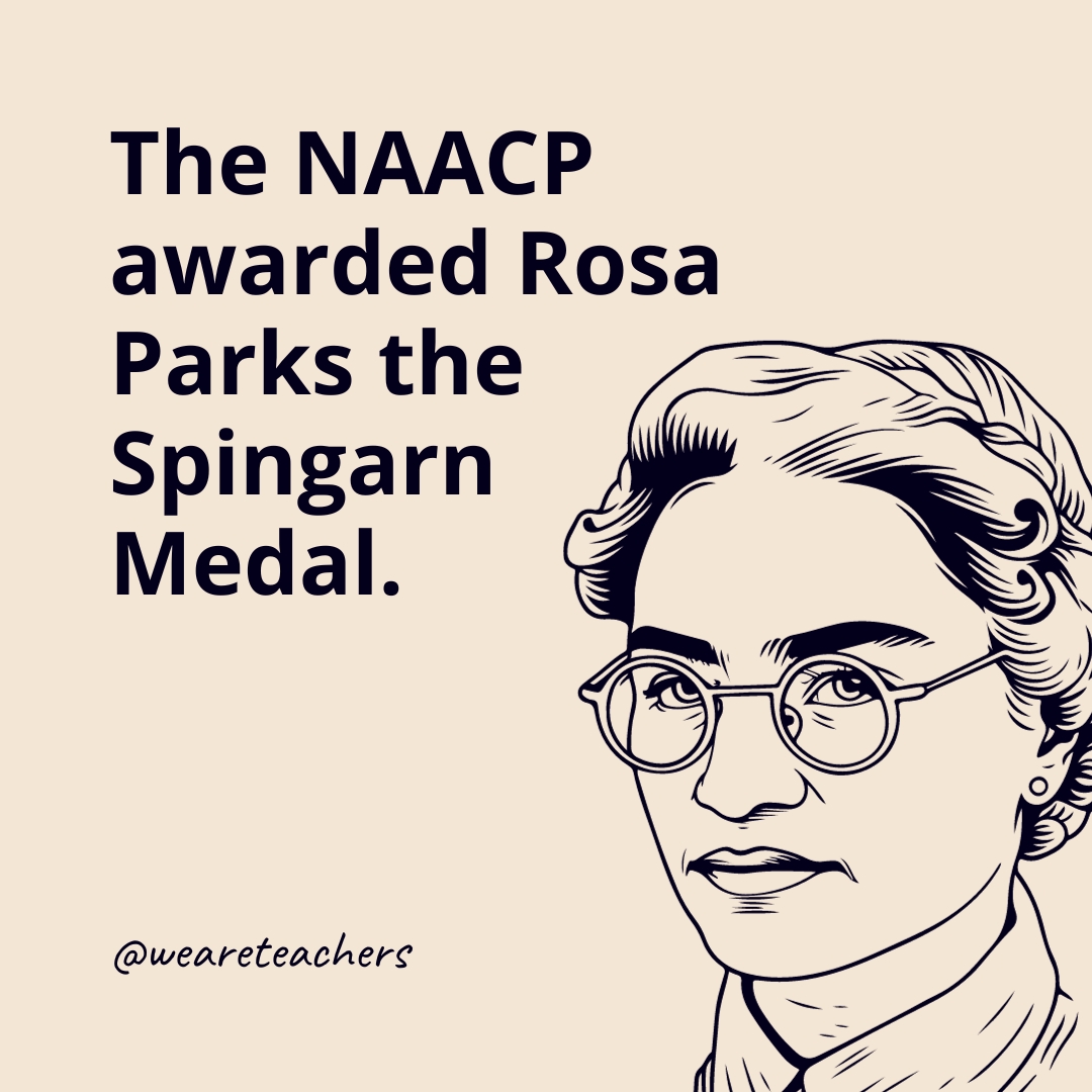 The NAACP awarded Rosa Parks the Spingarn Medal.