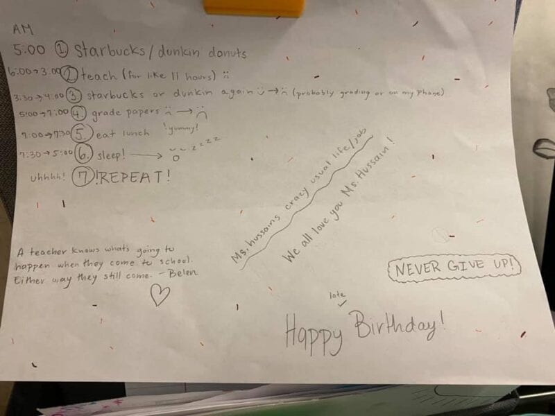 Hands down, that quote about teachers coming even though they know what to expect really hit me hard at the time. It was better than a gift