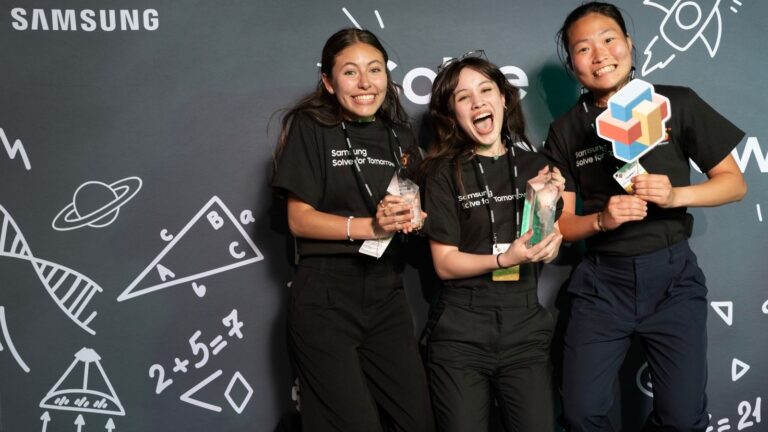 Samsung Solve for Tomorrow 2025 students jumping in the air