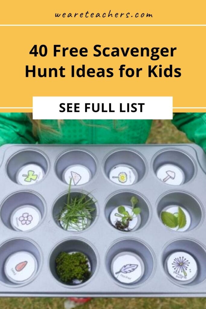Search the classroom, living room, or neighborhood with these free scavenger hunt ideas for kids that combine learning with active fun!