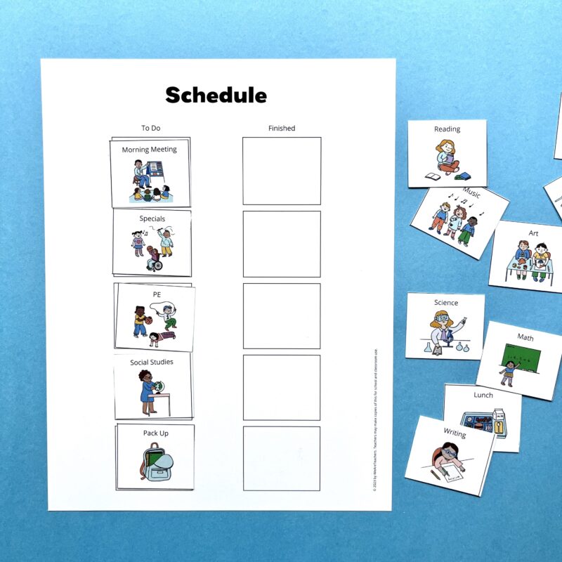 Binder schedule for visual schedule 