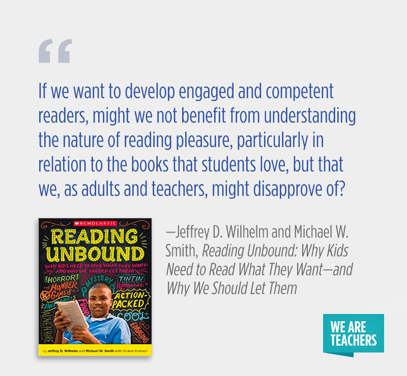 “If we want to develop engaged and competent readers, might we not benefit from understanding the nature of reading pleasure, particularly in relation to the books that students love, but that we, as adults and teachers, might disapprove of?”