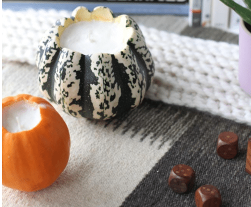 Pumpkin Candles, as an example of DIY Thanksgiving crafts