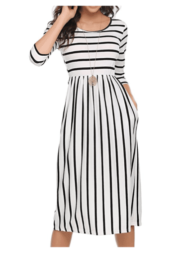 Chic black and white striped dress