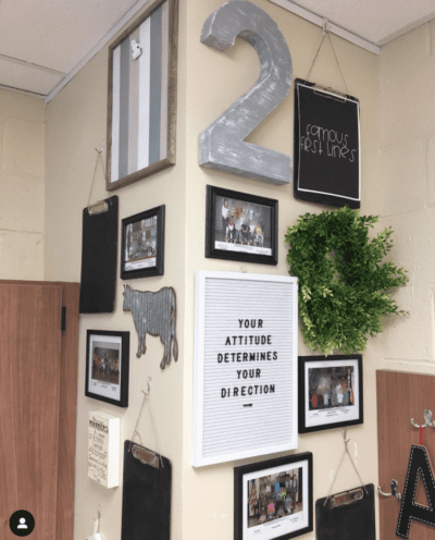 Teacher shares her classroom gallery wall. 