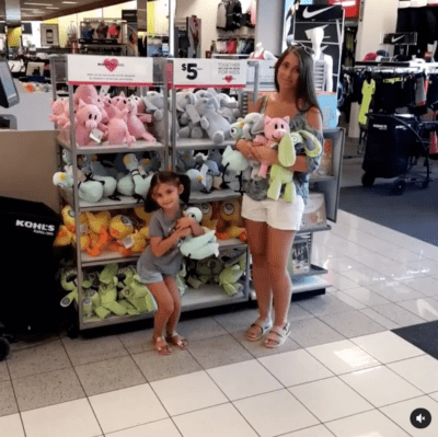 Teacher shopping for stuffed animal