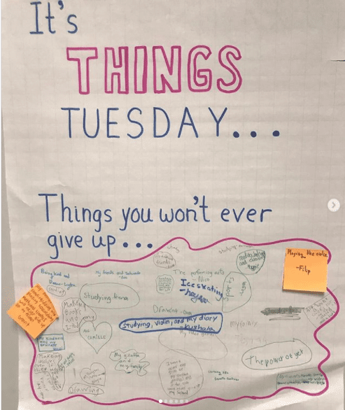 Classroom poster asking students what things they would never give up