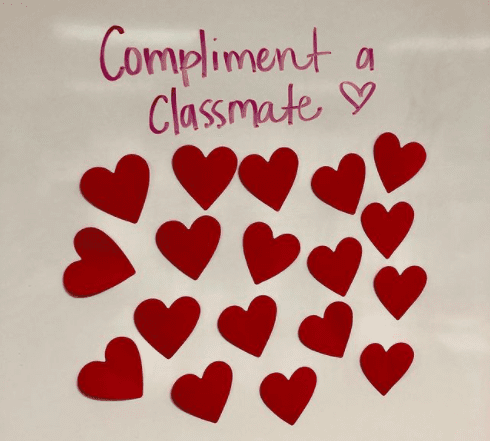 Classroom poster asking kids to compliment a classmate