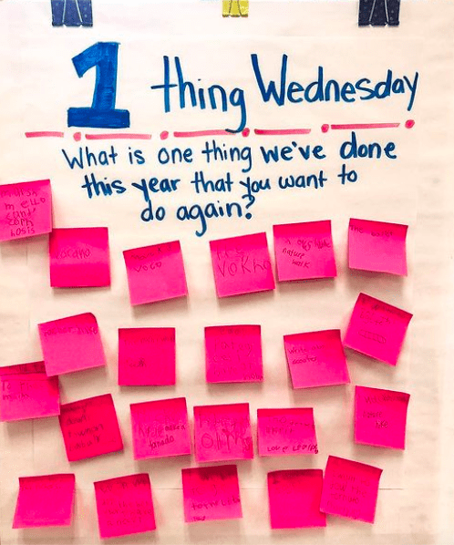 Classroom poster asking kids what is one thing you've done this year that you want to do again