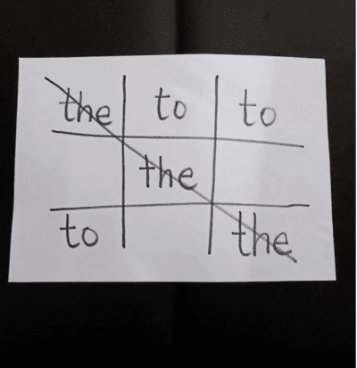 Tic-tac-toe game using sight words as an example of sight word activties