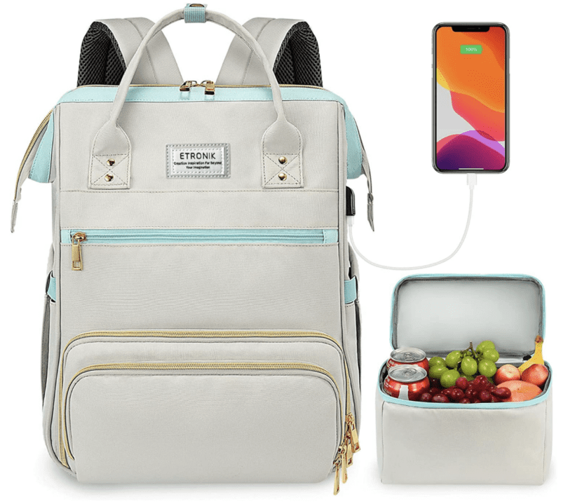Backpack with lunch pack and charging port, the best teacher all-in-one backpack