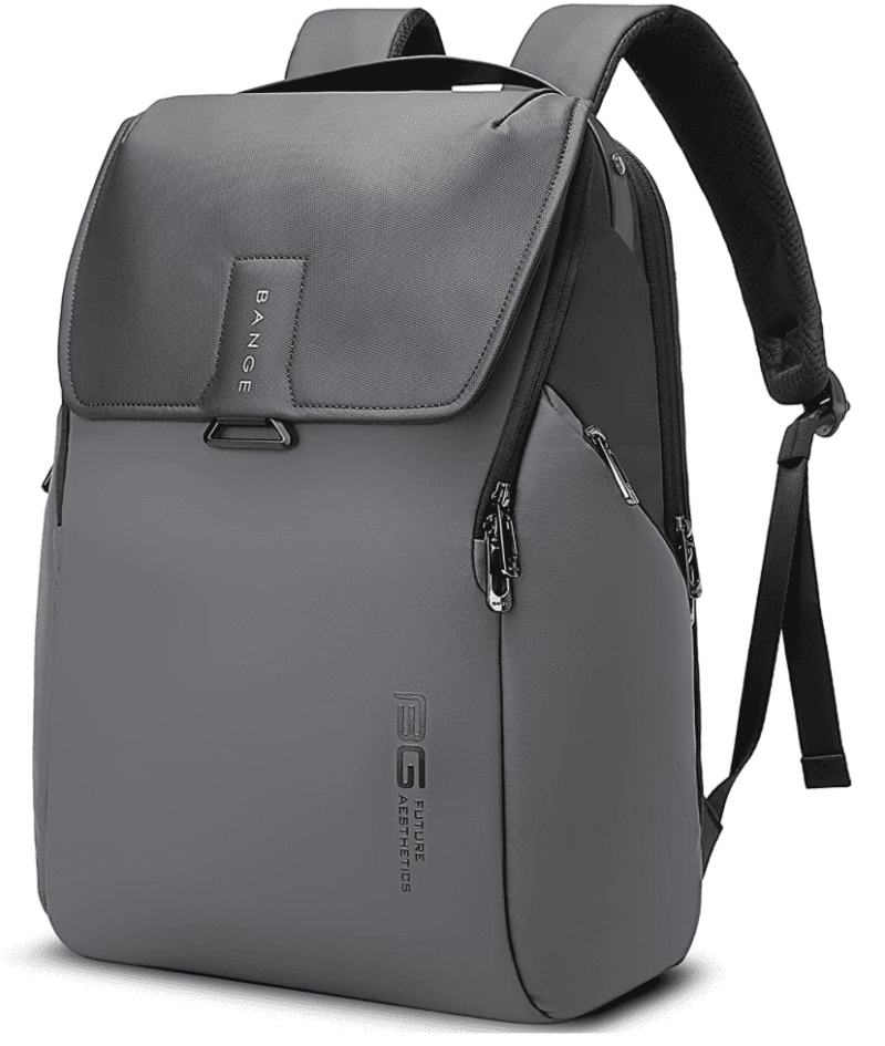 Grey waterproof backpack with a simple design and black accents