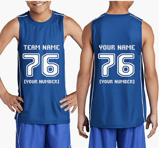 Front and back of jersey with customizable text- best school spirit shirts