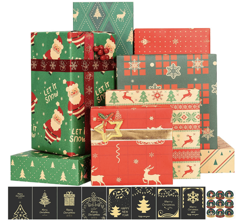 Santa themed wrapping paper- secret santa gift for teachers