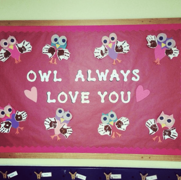 Bulletin board with words Owl always love you