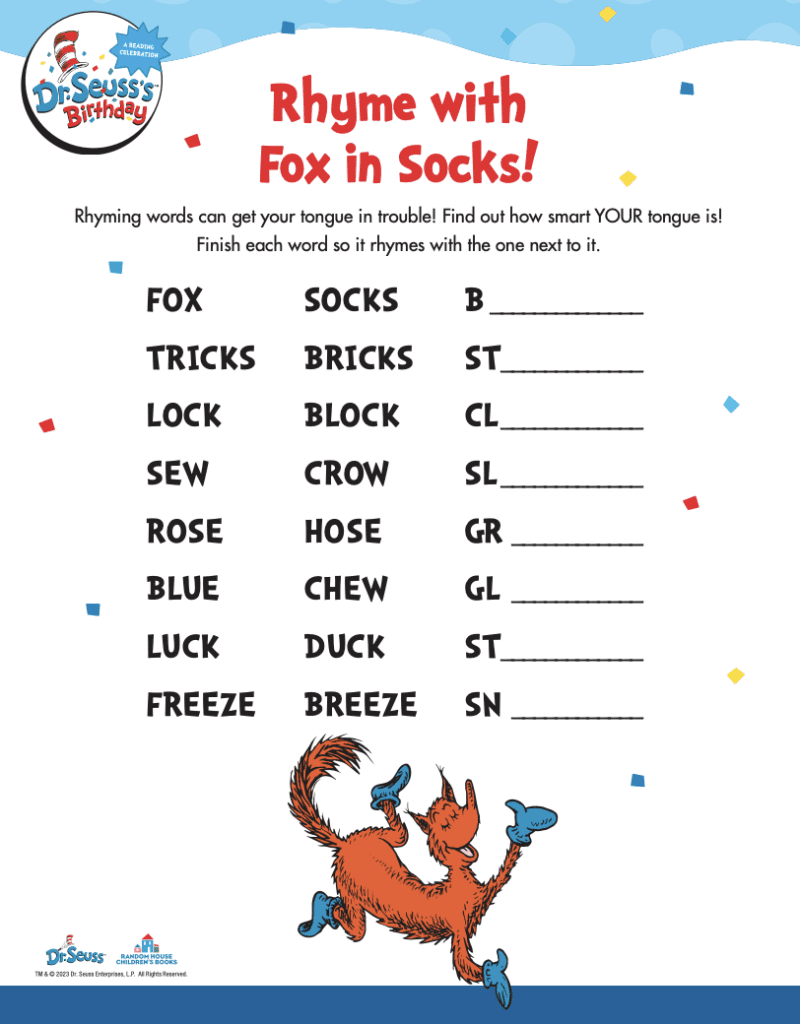 Rhyme With Fox in Socks