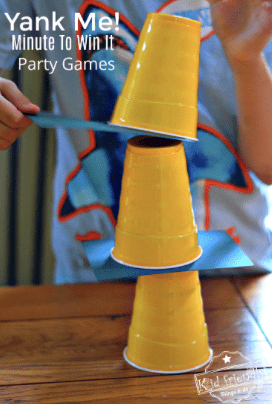 Mini solo cup game, as an example of minute to win it games for kids