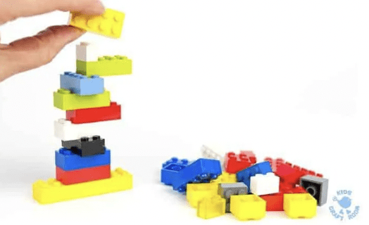 Legos stacked up like a tower