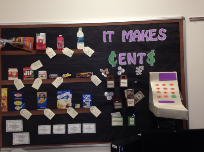 Bulletin board with words It makes cents