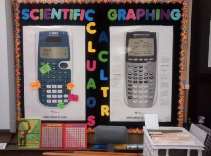Bulletin board with words Scientific Graphic Calculators 