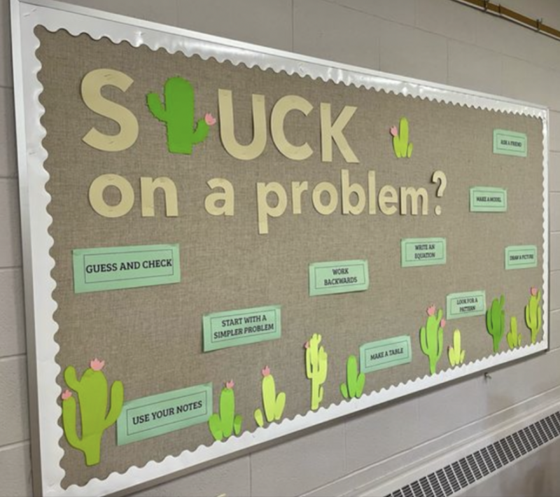 Bulletin board with words Stuck on a problem?