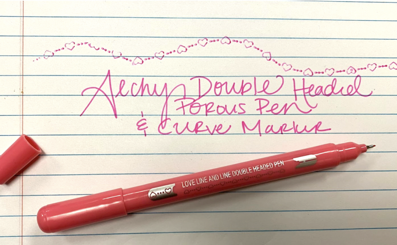 Aechy Double Headed Porous Pen and Curved Marker on paper