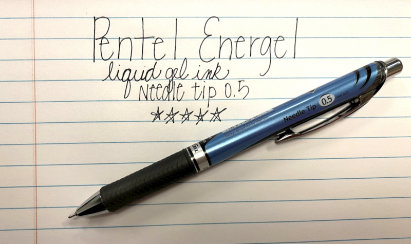 Pentel Energel Liquid Gel Ink 0.5 pen on paper