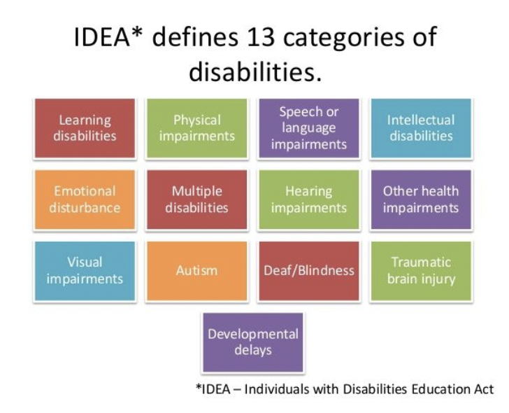13 categories of disabilities- what is IDEA