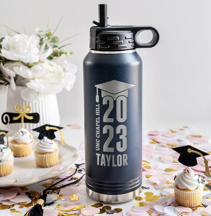 Water bottle with words 2023 on it