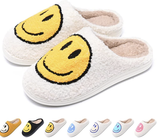 Slippers with smiley faces on them