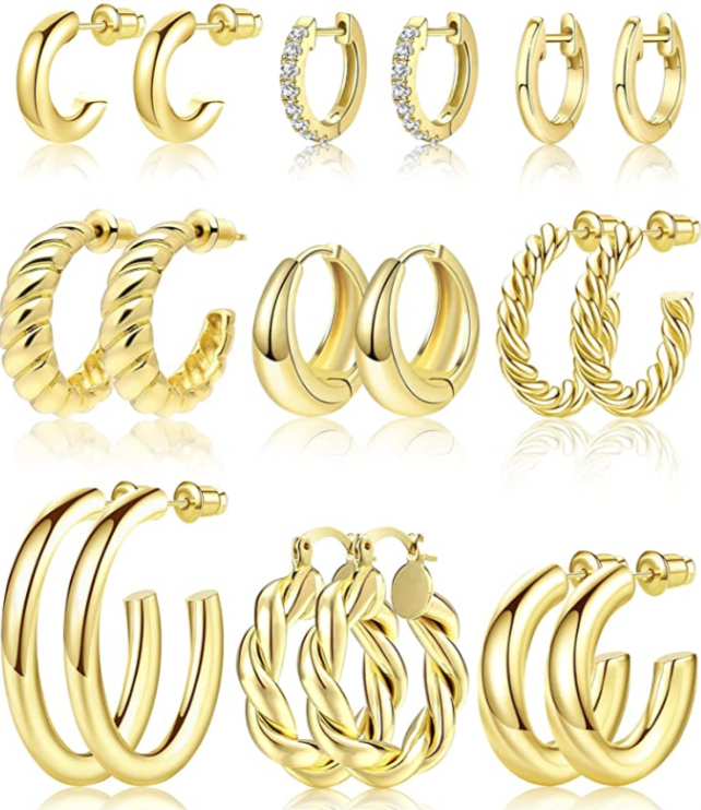 Gold hold earrings sets