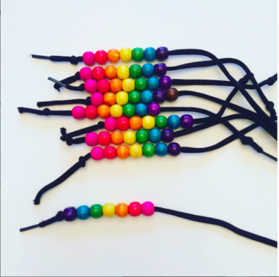 Phoneme segmentation bracelets with beads