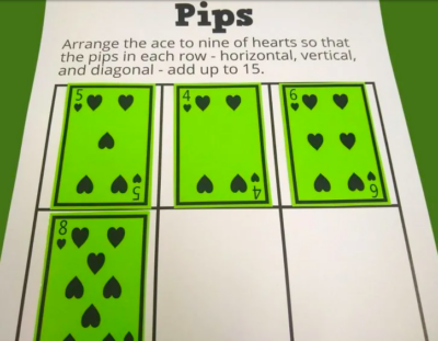 Pips puzzle for middle school math. 