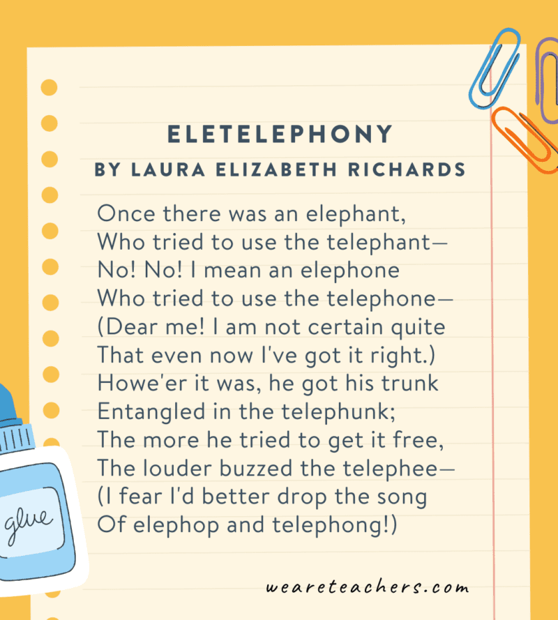Eletelephony by Laura Elizabeth Richards Second Grade Poems