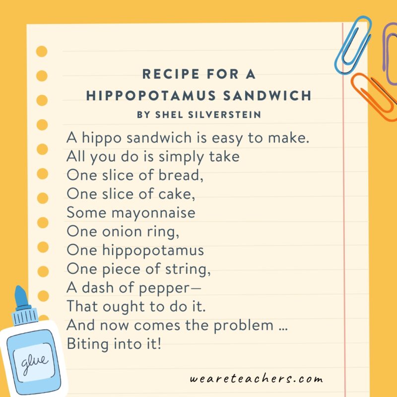 Recipe for a Hippopotamus Sandwich by Shel Silverstein