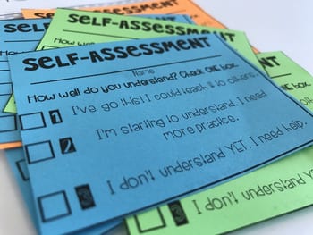 self assessment cards for students to check for understanding