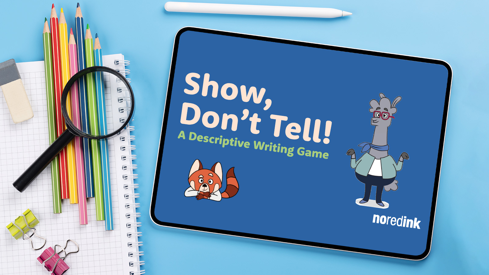Image of the first slide of the "Show, Don't Tell!" writing game