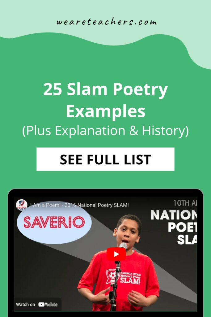 Poetry slams bring new life to a sometimes stuffy genre. Share these slam poetry examples in the classroom with kids of all ages.