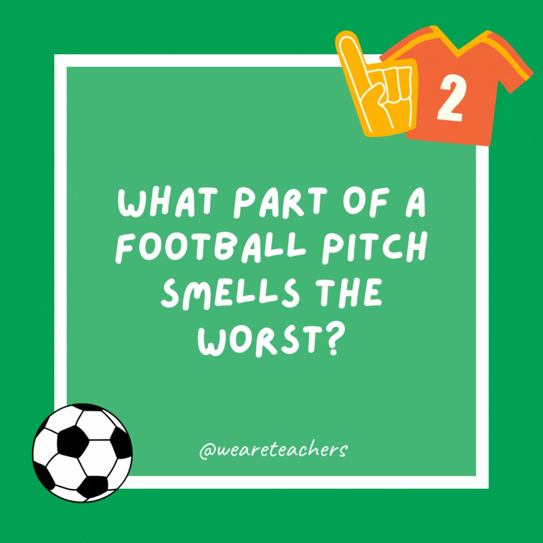 What part of a football pitch smells the worst?

The end zone, after a soccer match!
