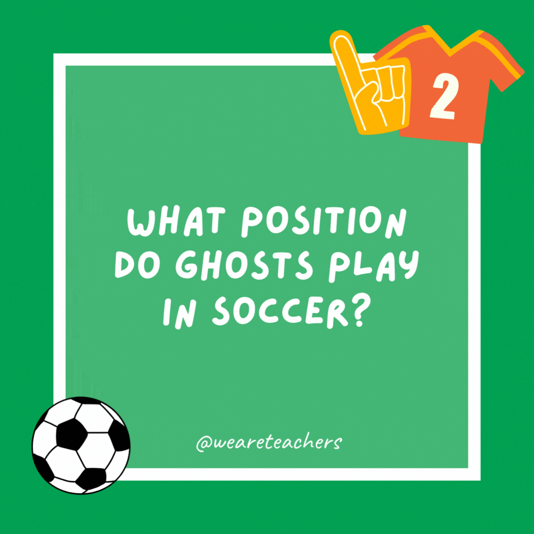 What position do ghosts play in soccer?

Ghoulie.