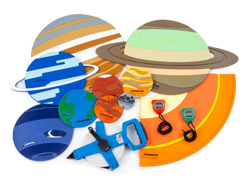 colorful components of a solar system experiment kit for students 
