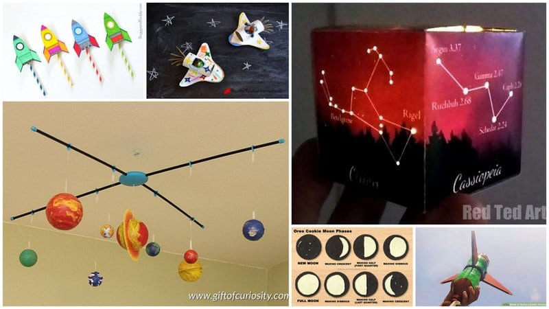 Space Activities for Kids including oreos, clay, and paper.