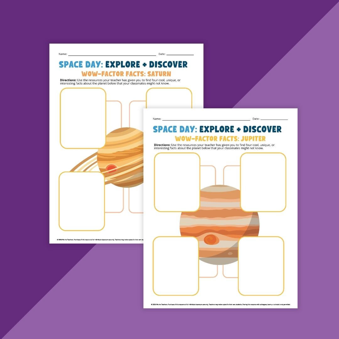 Images of space theme day activities.