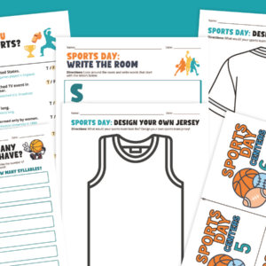 Images from the activities featured in the Sports Theme Day Activity Bundle.